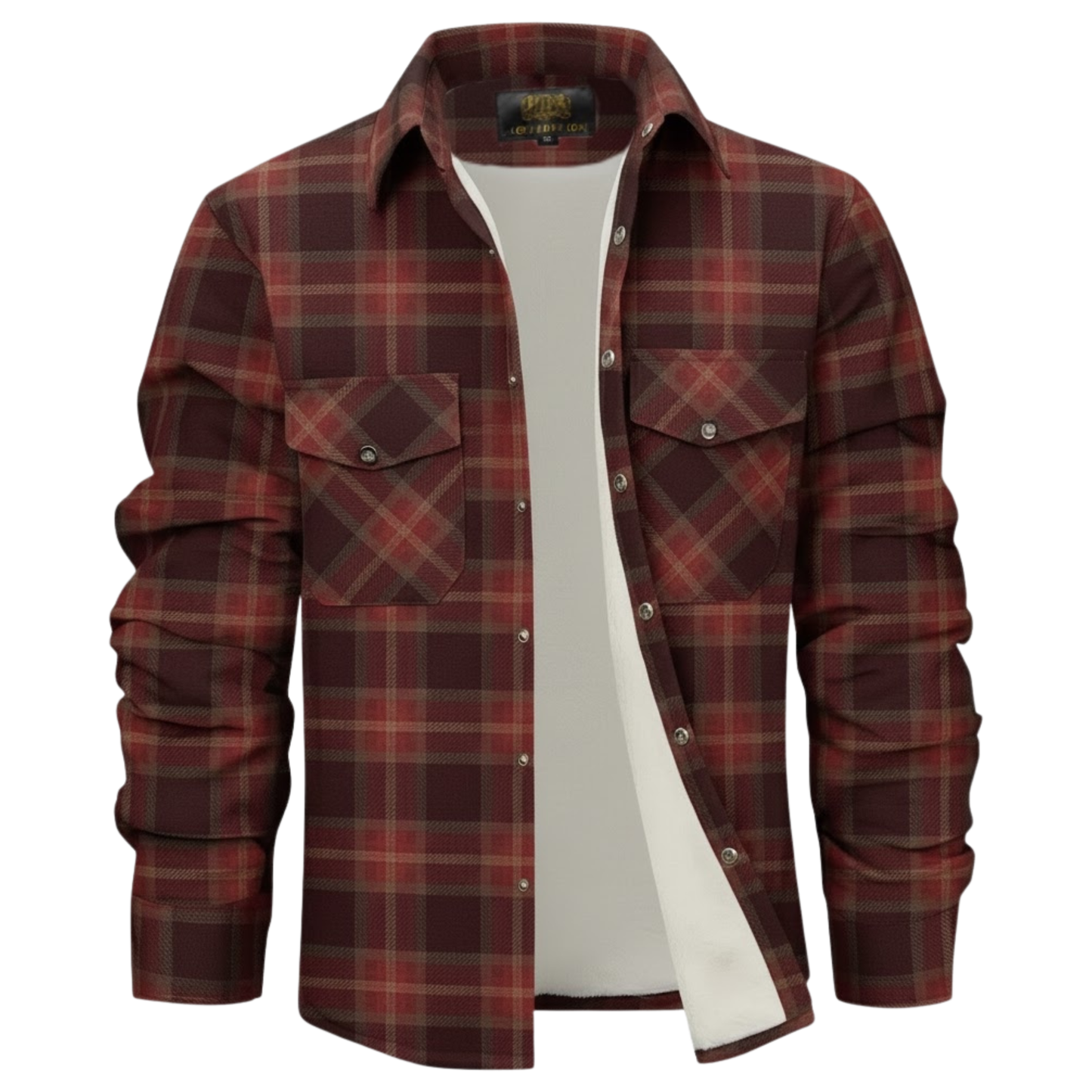 Burgundy Plaid Button Down Flannel Jacket