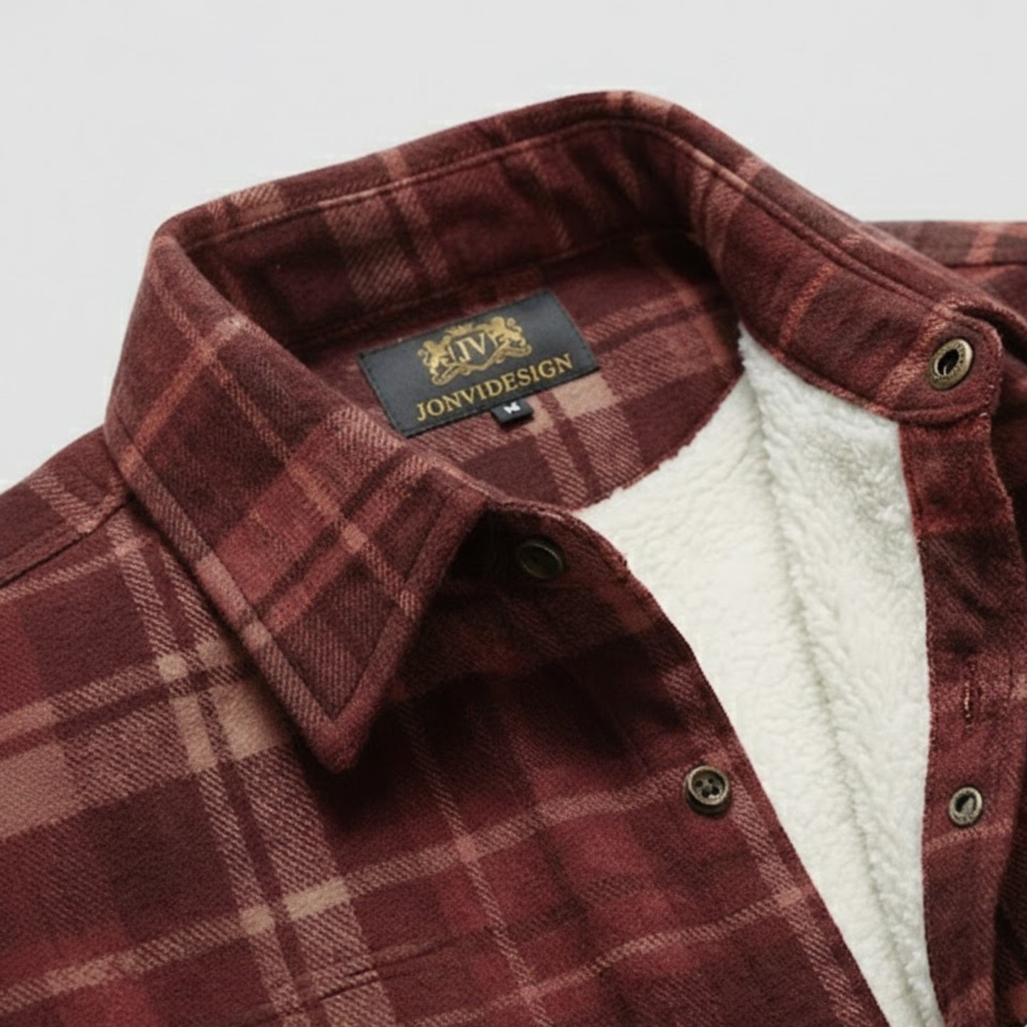 Burgundy Plaid Button Down Flannel Jacket