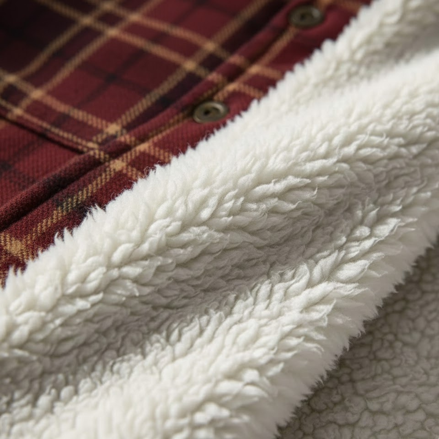 Burgundy Plaid Button Down Flannel Jacket