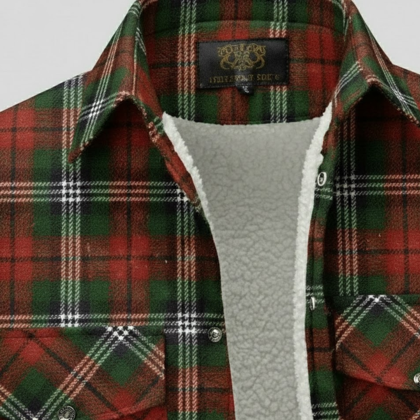 Red-Green Plaid Button Down Flannel Jacket