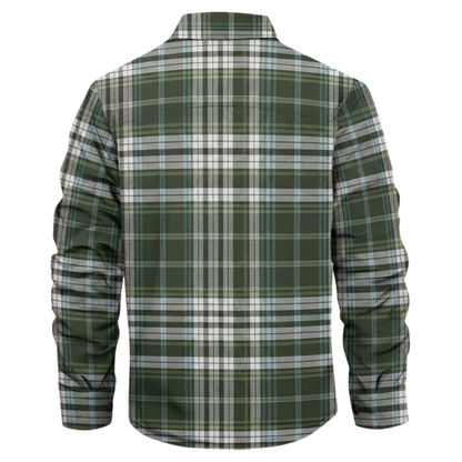 Green-White Plaid Button Down Flannel Jacket