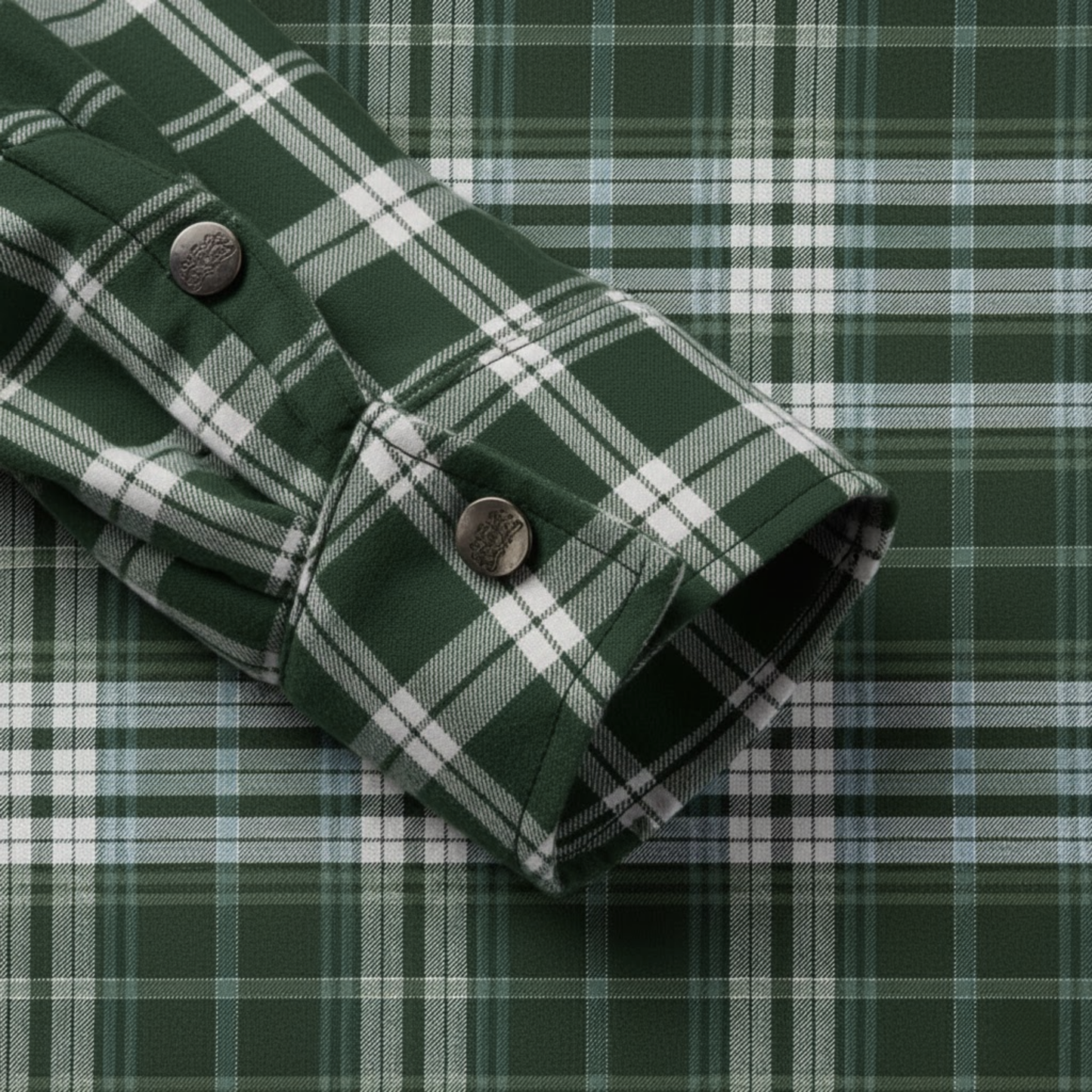 Green-White Plaid Button Down Flannel Jacket