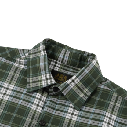 Green-White Plaid Button Down Flannel Jacket