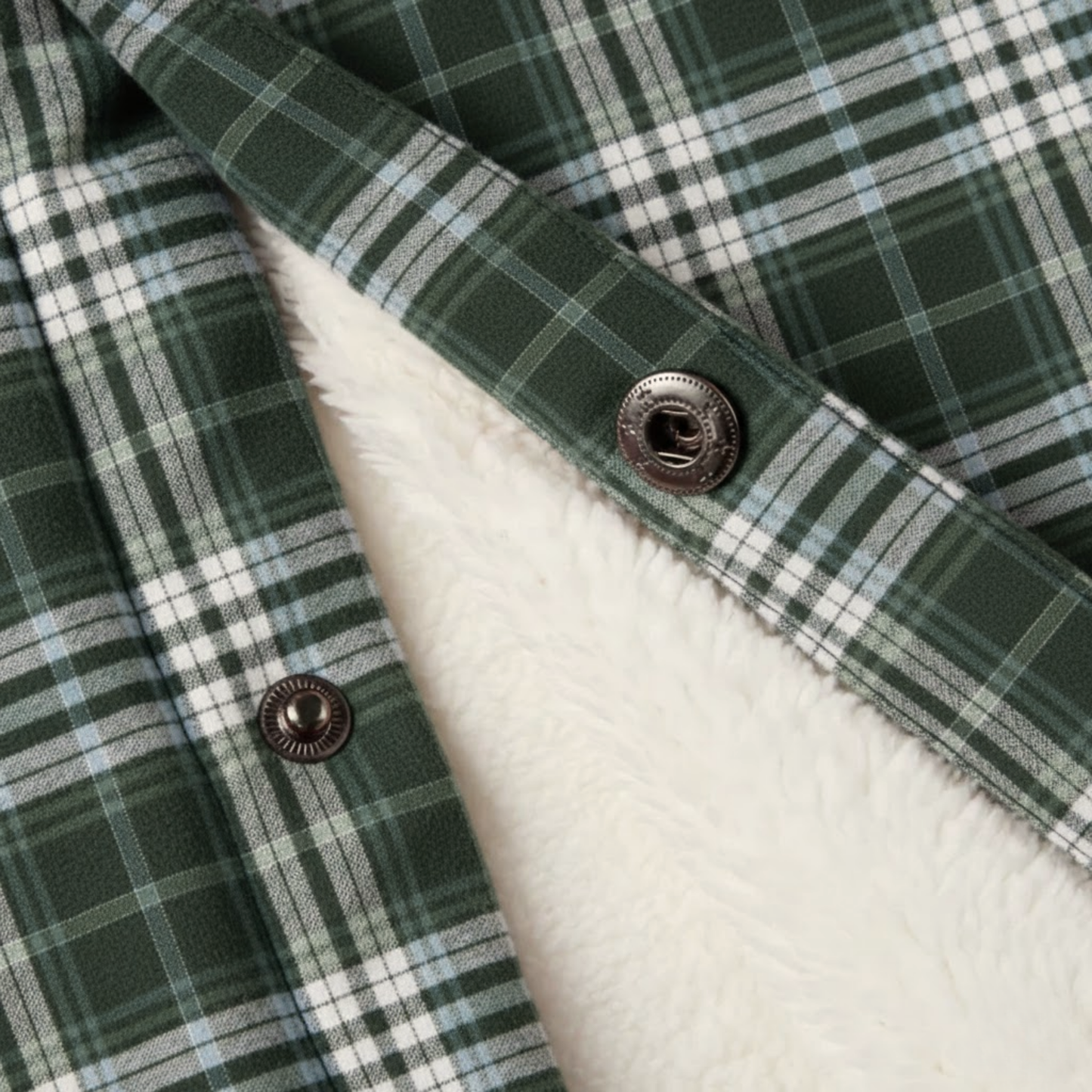 Green-White Plaid Button Down Flannel Jacket