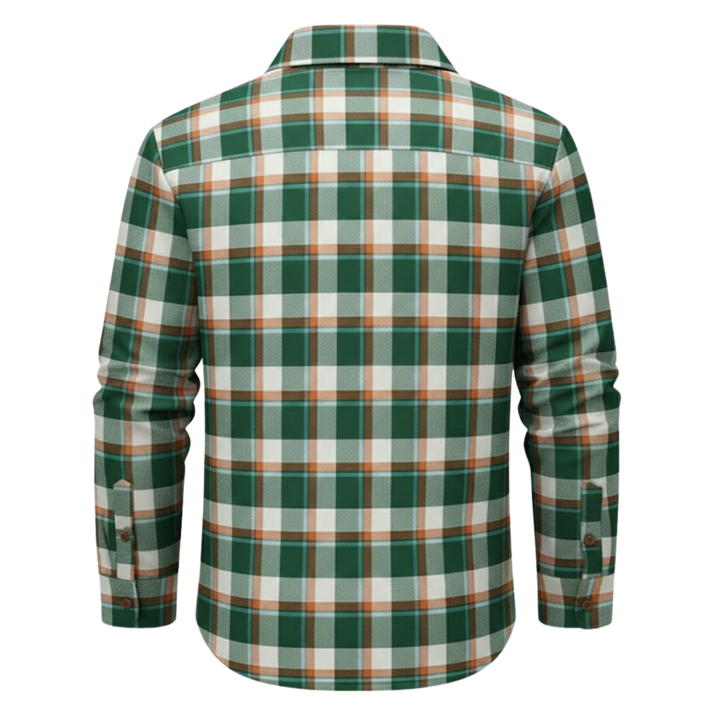 Green-Orange Plaid Button Down Flannel Jacket