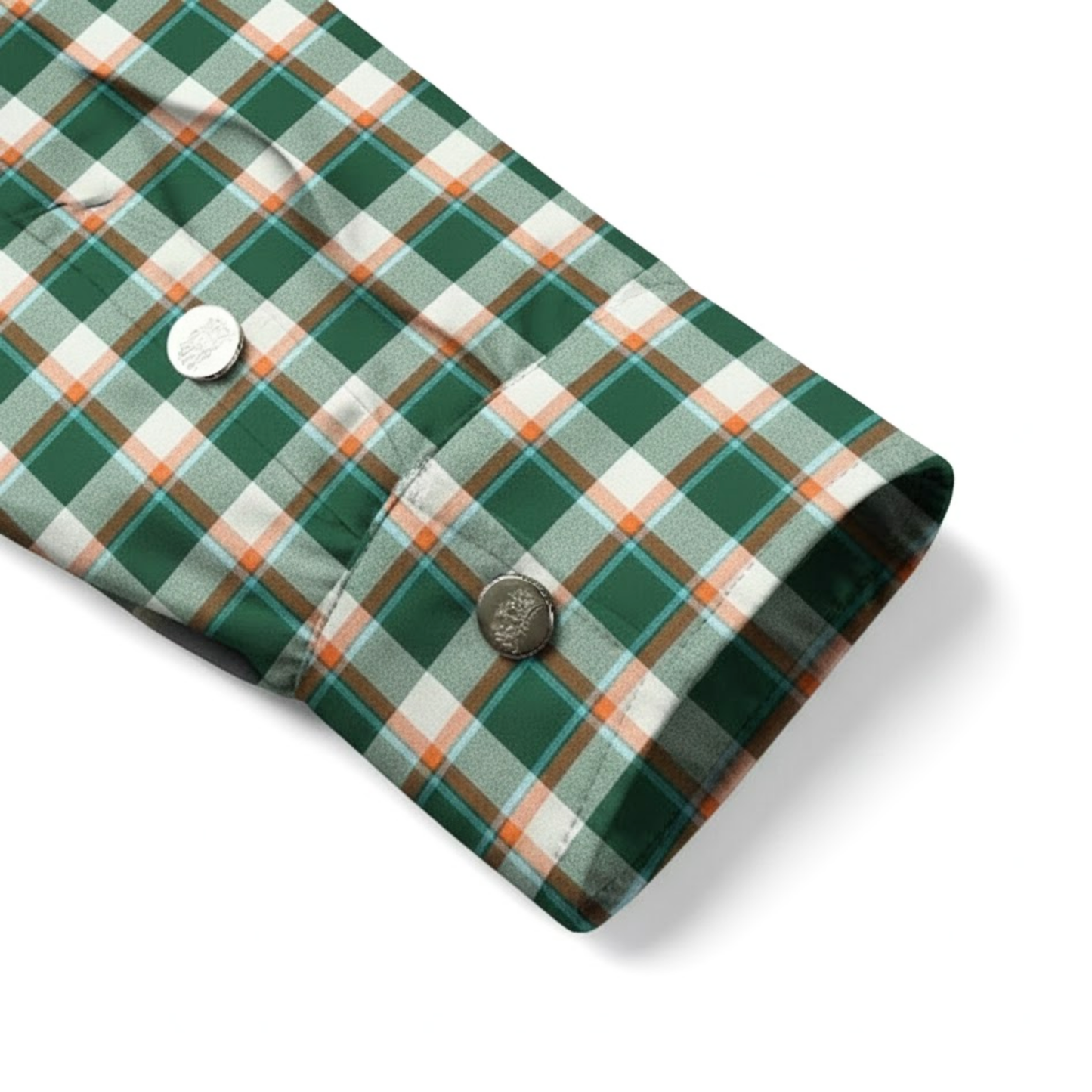 Green-Orange Plaid Button Down Flannel Jacket