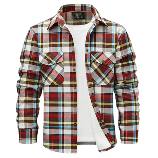 Vintage Color-Block Plaid Flannel Button Jacket