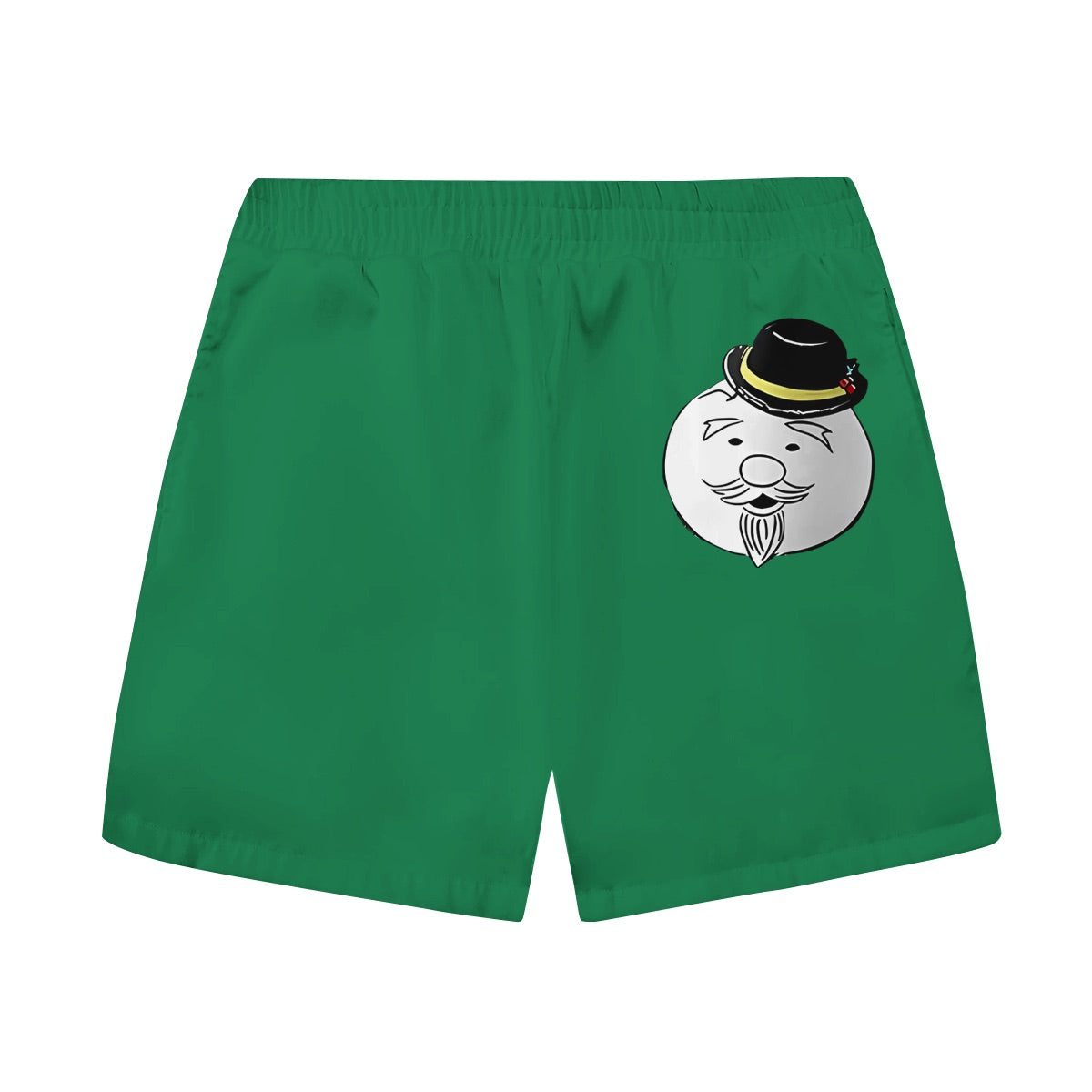 Green Gentleman Portrait Elastic Waist Casual Shorts