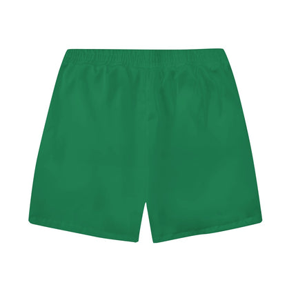 Green Gentleman Portrait Elastic Waist Casual Shorts