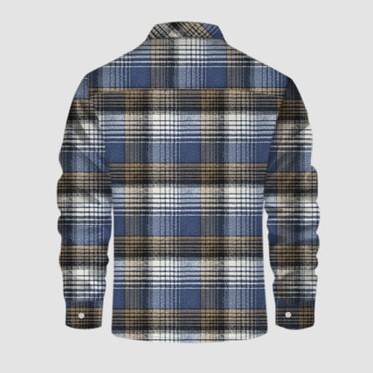 Vintage Denim Blue Plaid Flannel Jacket