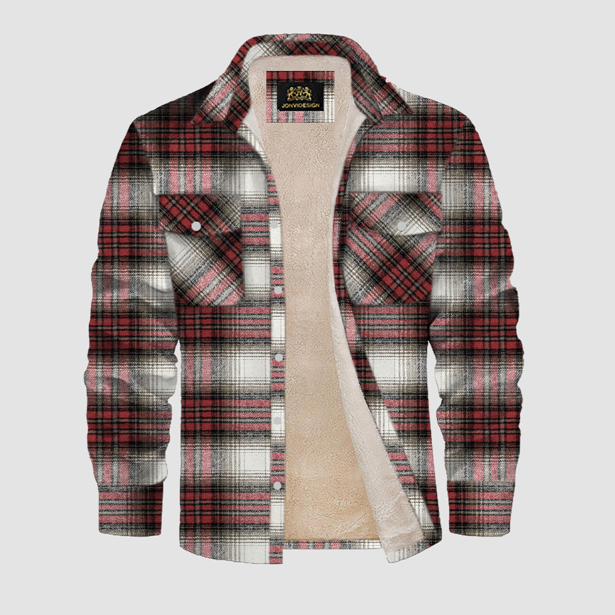 Men's Flannel Shirt Jacket - Fleece Lined Cotton Winter Coat