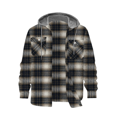 K163 Plaid Long Sleeve Hooded Shirt