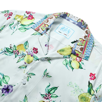 Lemon Pattern Short Sleeve Camp Collar Shirt Jonvidesign