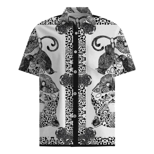 Leopard Print Short Sleeve Shirt in Black Jonvidesign