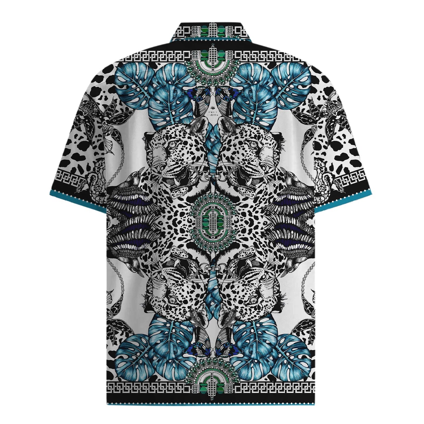 Leopard Print Short Sleeve Shirt in Black for Men Jonvidesign