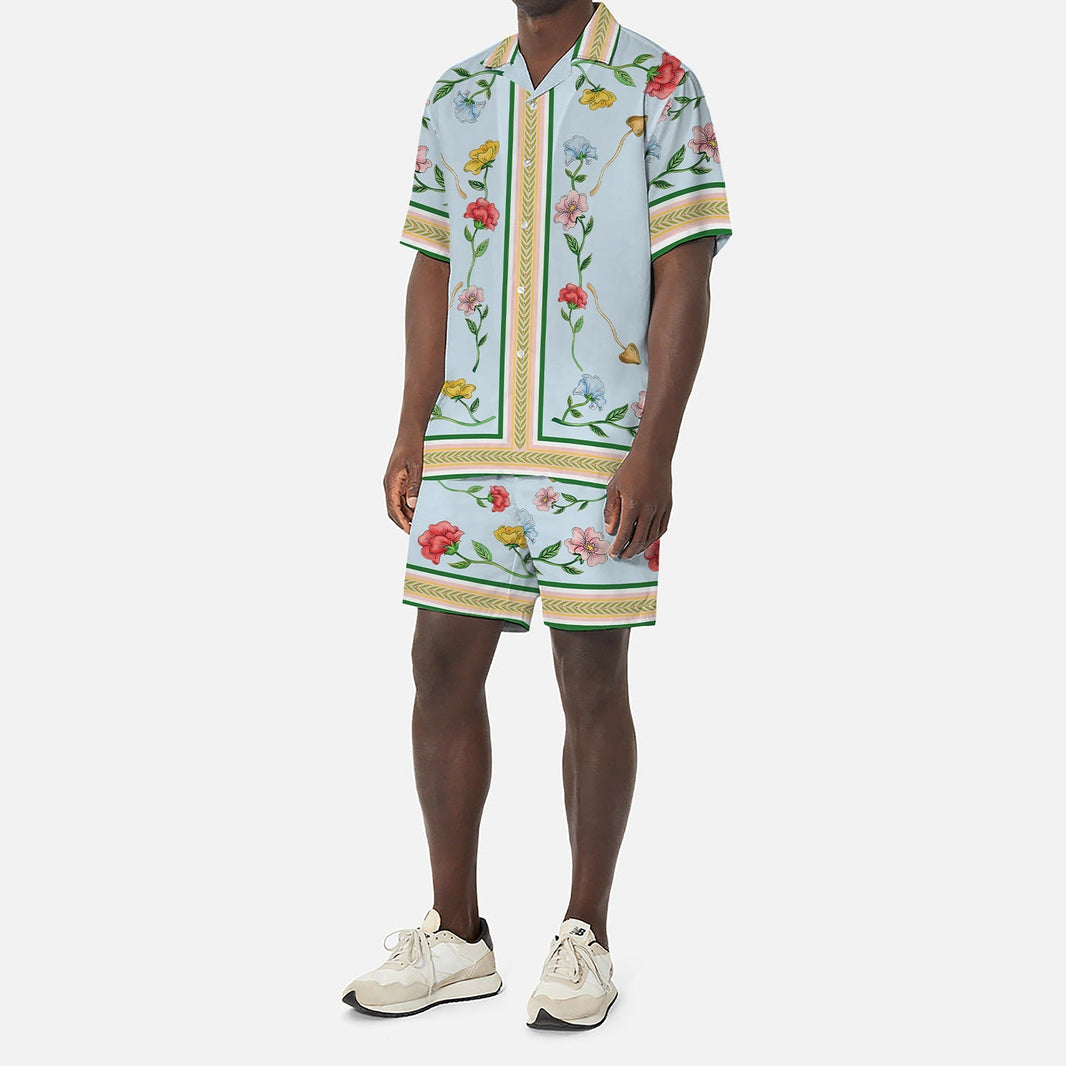 Blue Camp Collar Casual Shirt