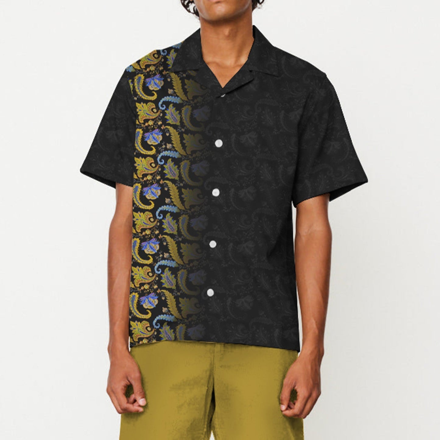 Paisley Pattern Camp Collar Casual Shirt for Men Jonvidesign