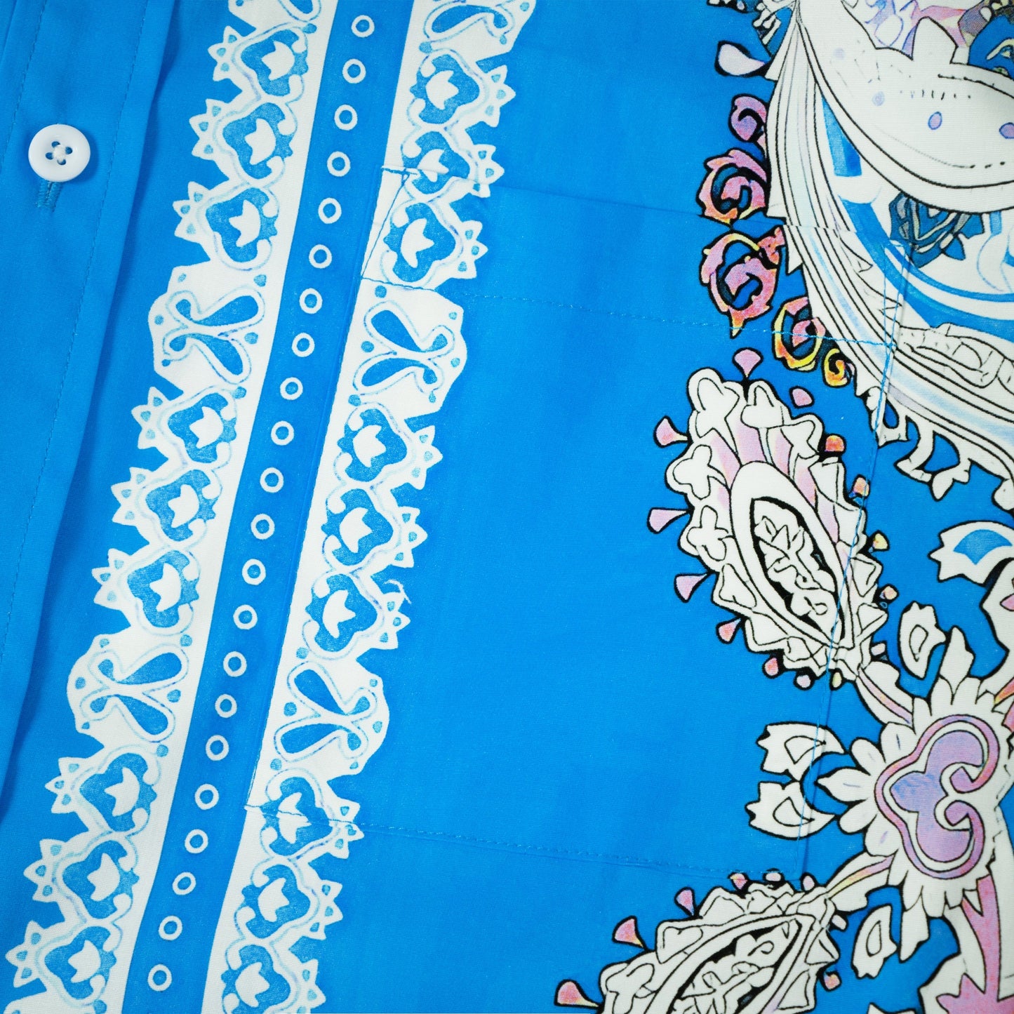 Paisley Pattern Long Sleeve Button Down Shirt in Blue Jonvidesign