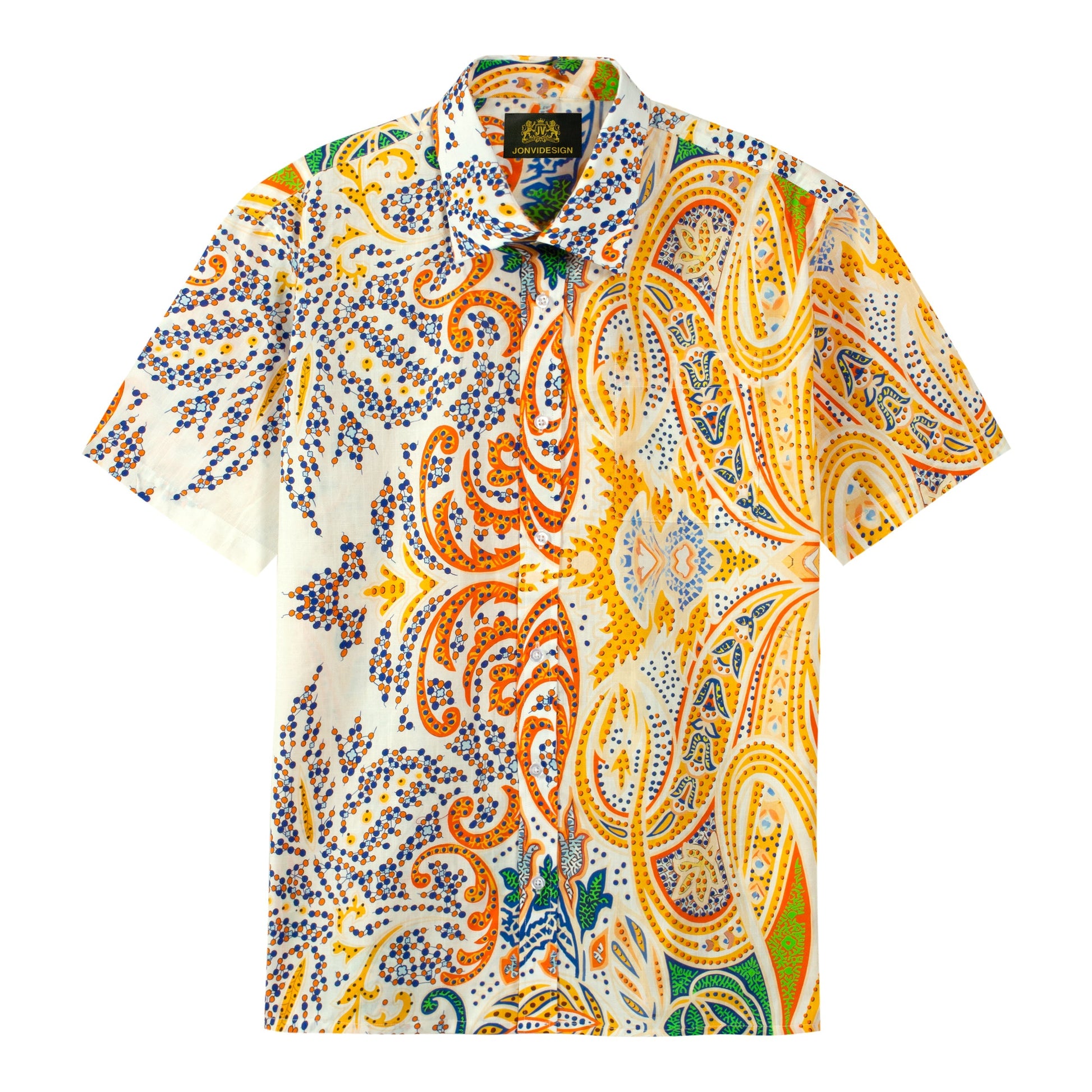 Paisley Pattern Short Sleeve Vacation Shirt for Men Jonvidesign