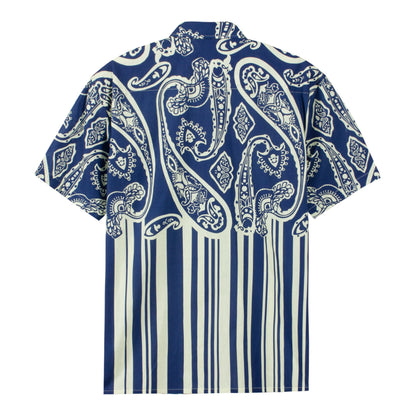 Paisley Stripe Print Short Sleeve Shirt for Men Jonvidesign