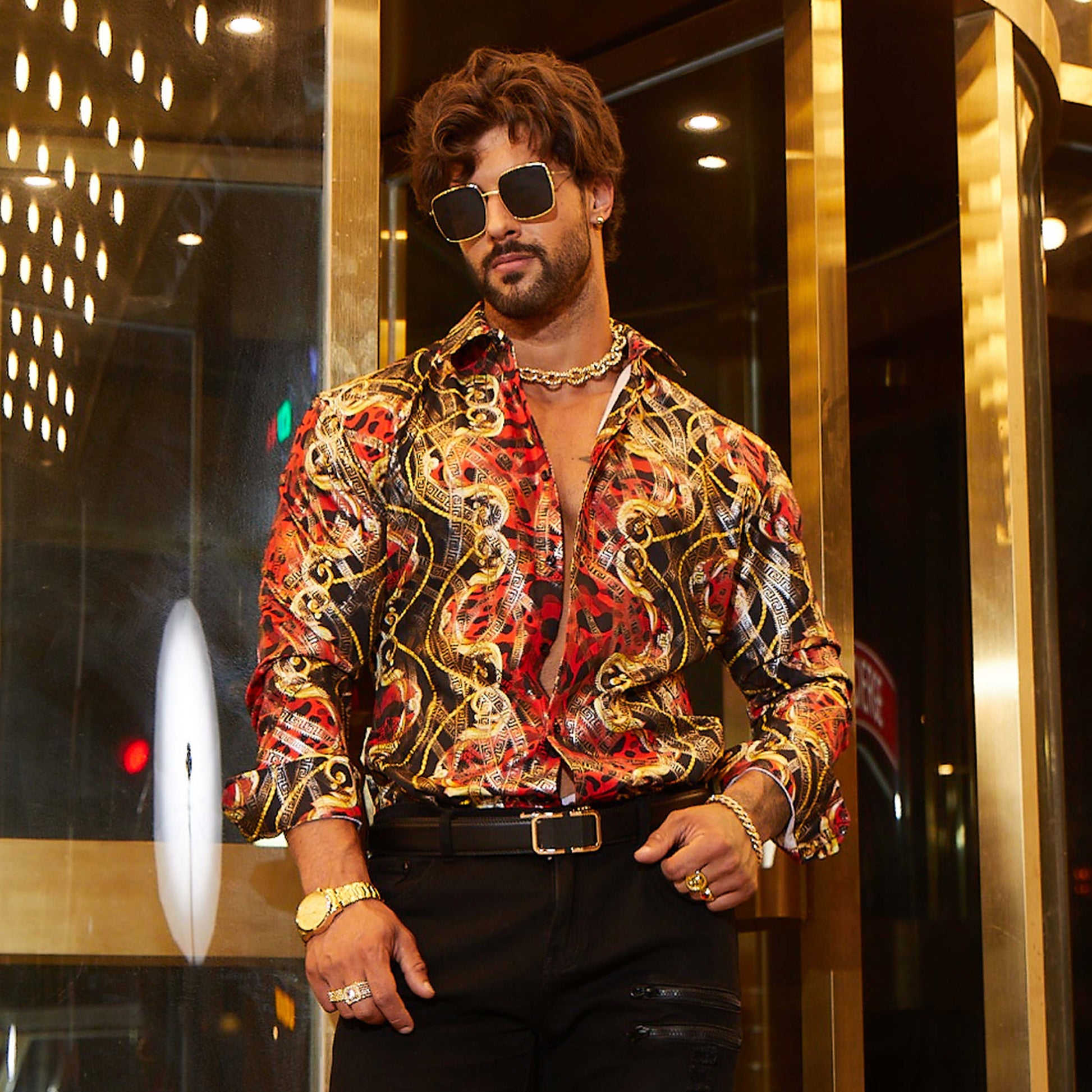 Playing with Fire Bold Design Prom Luxury Button-up Baroque Long Sleeve Shirt For Men – Jonvidesign Playing with Fire Bold Design Prom Luxury Button-up Baroque Long Sleeve Shirt For Men – Jonvidesign