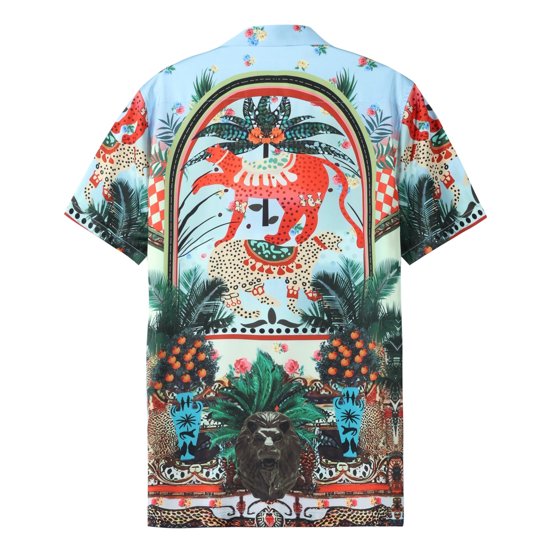 Tropical Animal Pattern Short Sleeve Camp Collar Shirt Jonvidesign