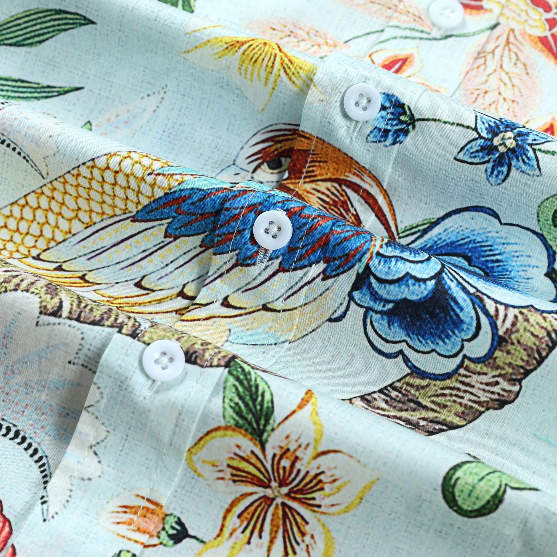 Tropical Animal Peacock Print Button Down Long Sleeve Shirt Jonvidesign