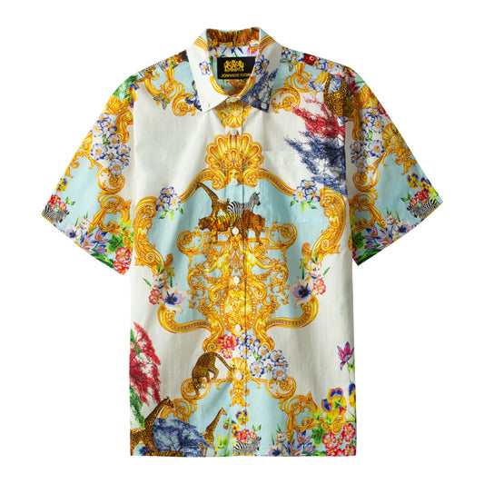 Tropical Baroque Floral Pattern Short Sleeve Shirt Jonvidesign