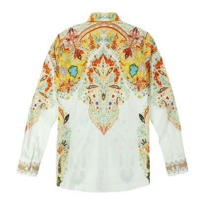 Tropical Floral Pattern Long Sleeve Button Down Shirt Jonvidesign