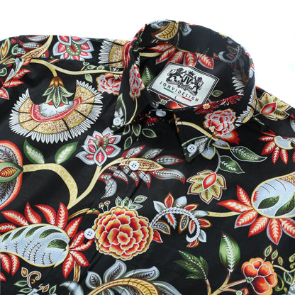 Tropical Floral Print Long Sleeve Button Down Casual Shirt Jonvidesign