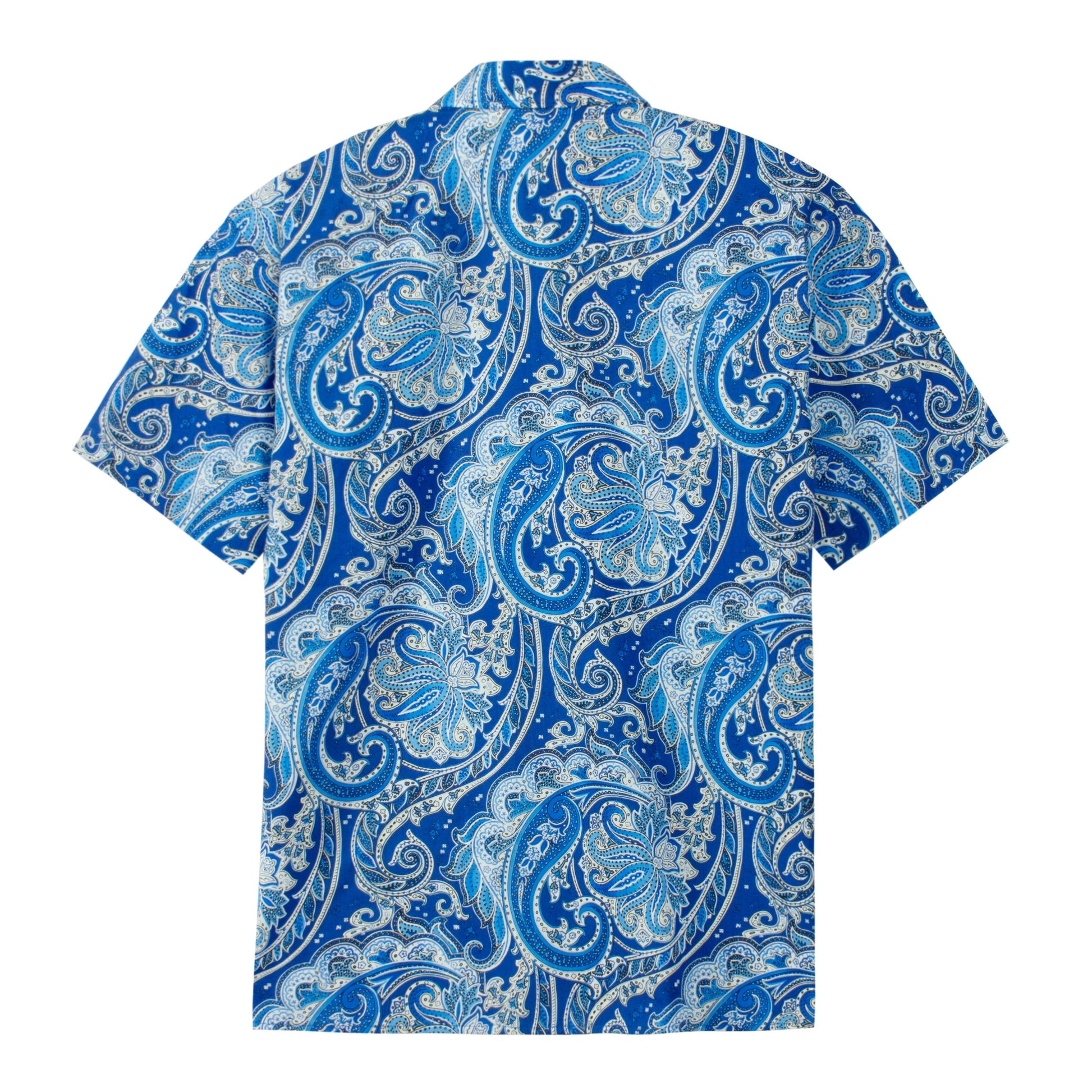 Tropical Paisley Pattern Short Sleeve Casual Shirt in Blue Jonvidesign