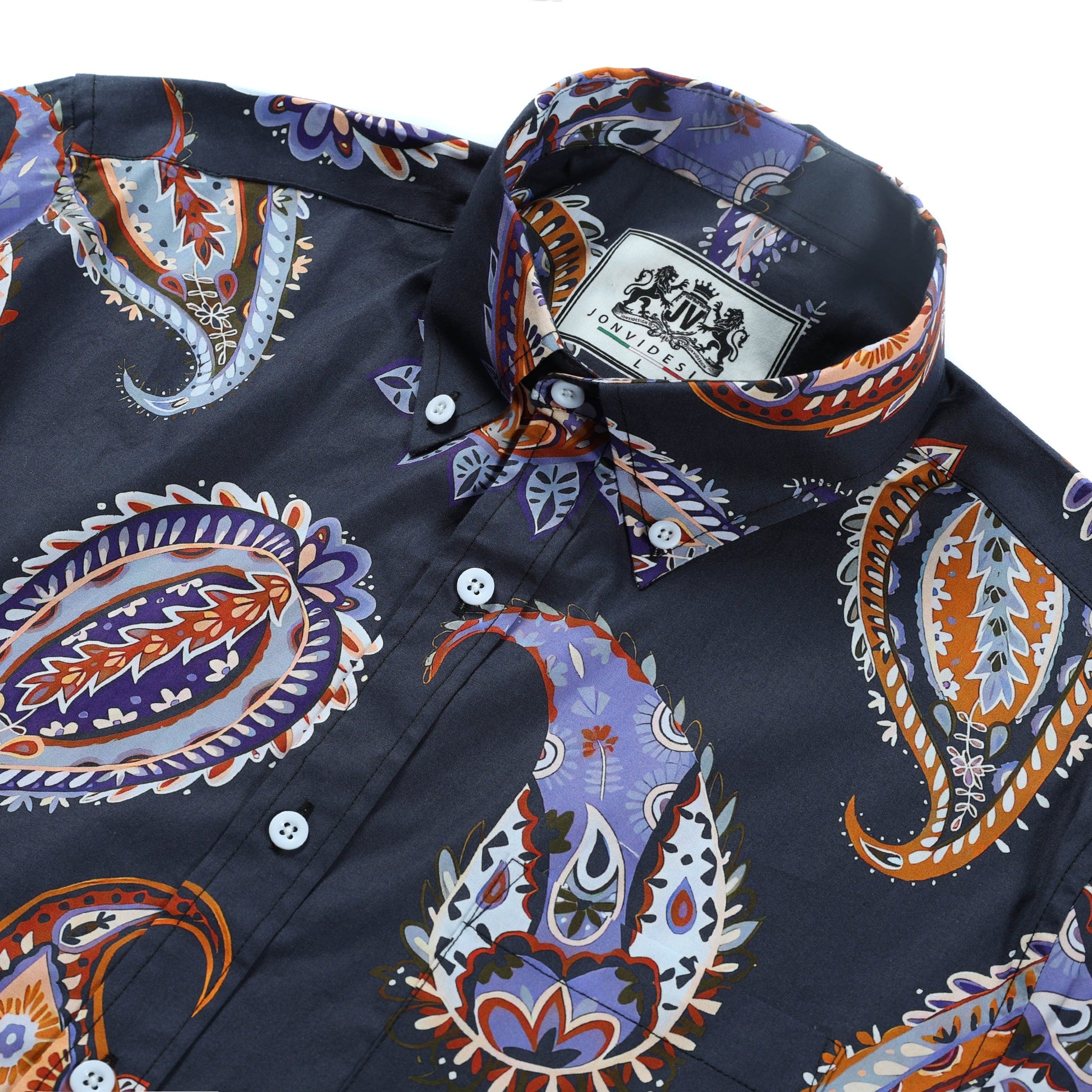 Tropical Paisley Print Button Down Long Sleeve Shirt Jonvidesign