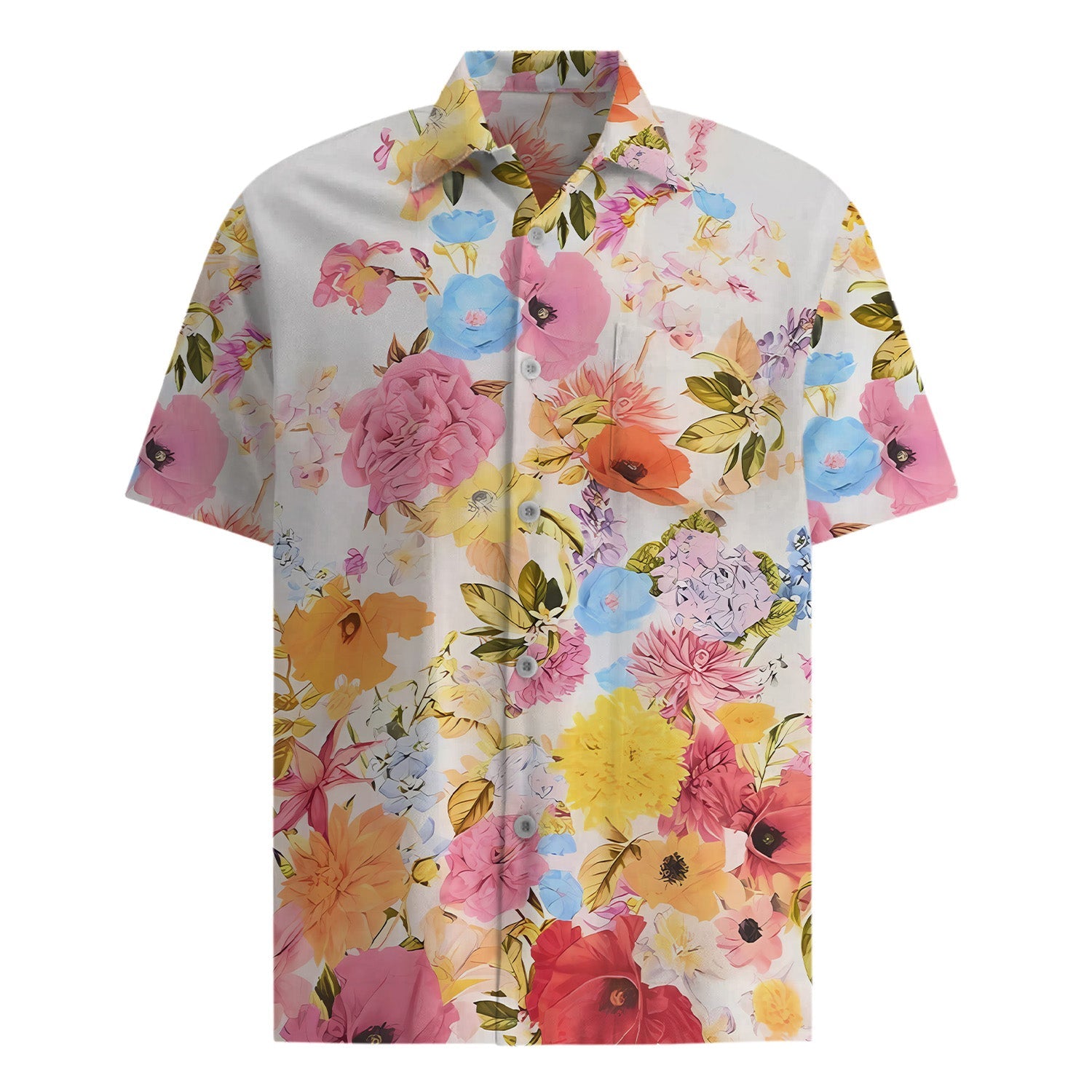 Patterned Shihrt Tropical Style Flower Pattern Short Sleeve Shirt – Jonvidesign