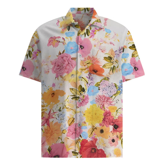 Tropical Style Flower Pattern Short Sleeve Shirt Jonvidesign