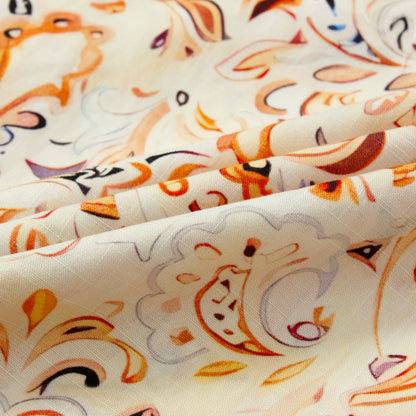 Vintage Paisley Pattern Short Sleeve Camp Shirt in Orange Jonvidesign