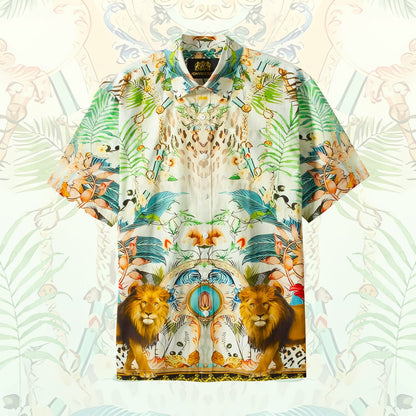 Wild Animal Print Short Sleeve Shirt for Men Jonvidesign