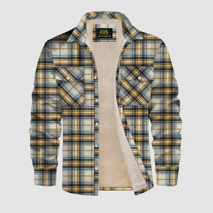 Men's Yellow Outdoor Flannel Insulated Jacket