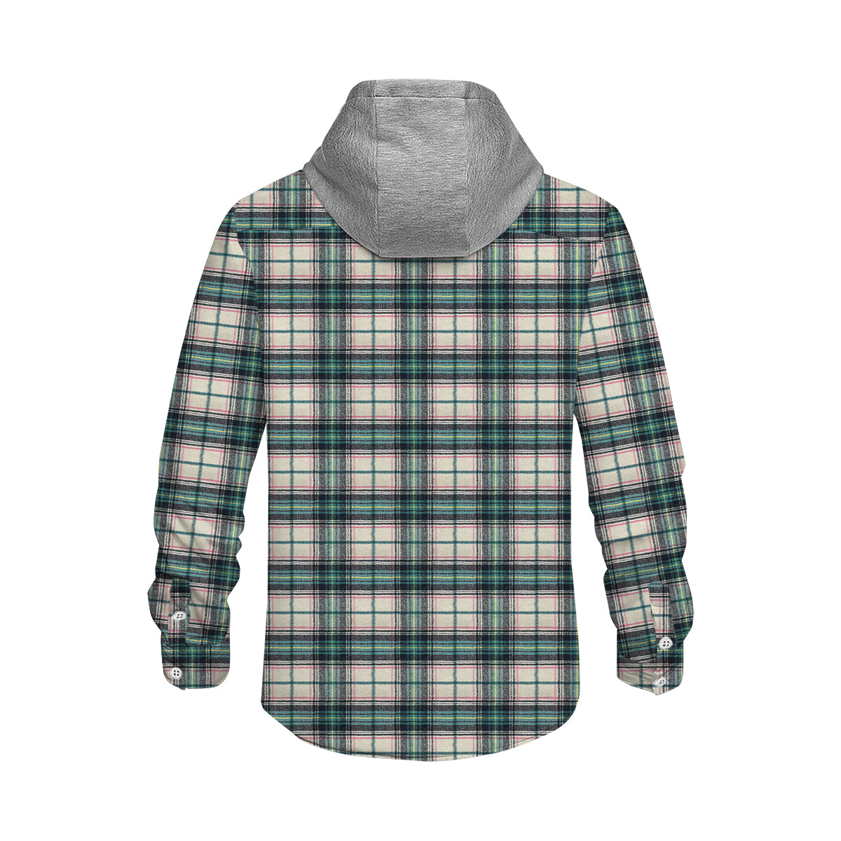 Green Retro Plaid Long Sleeve Hooded Shirt