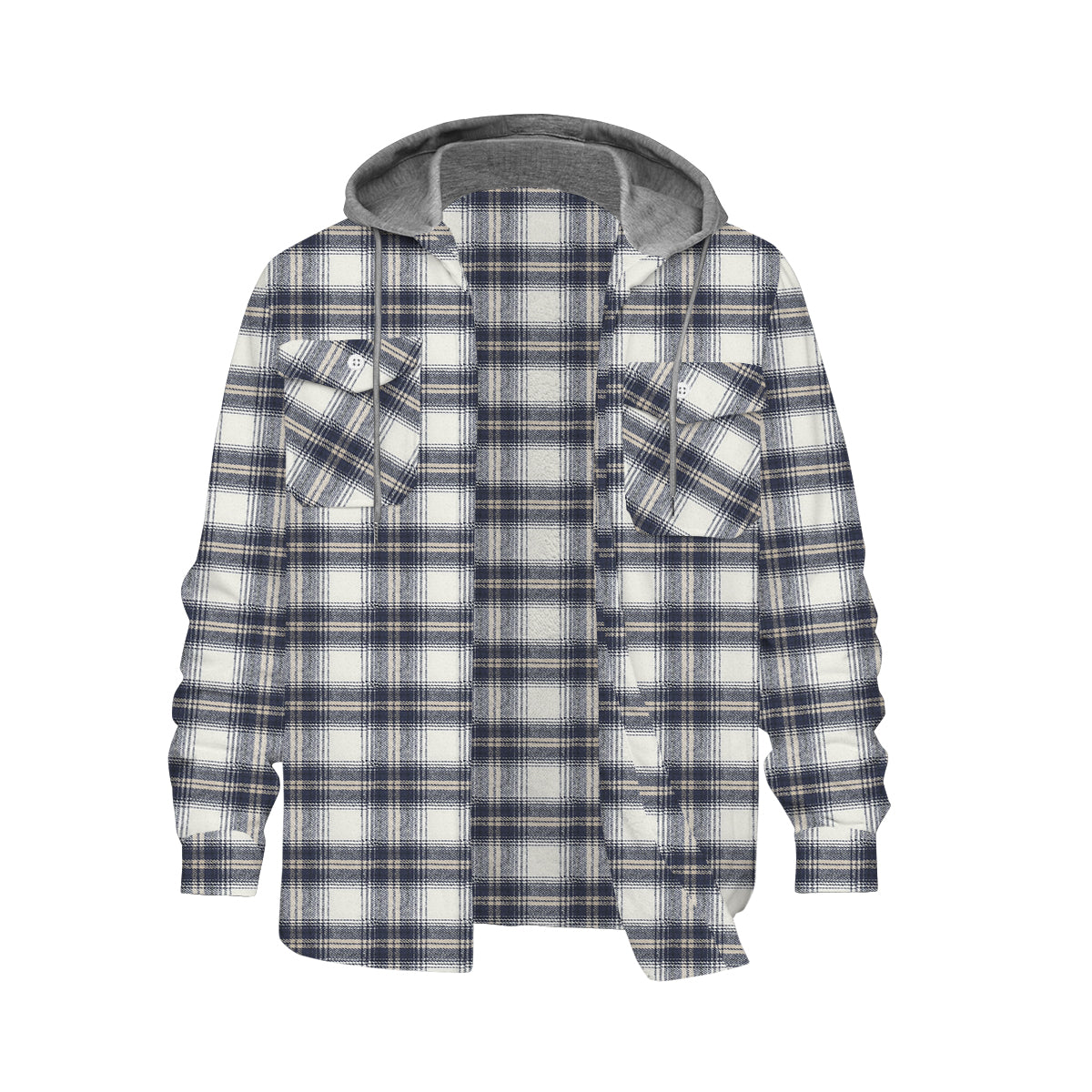 XK-40-43 Plaid Long Sleeve Hooded Shirt