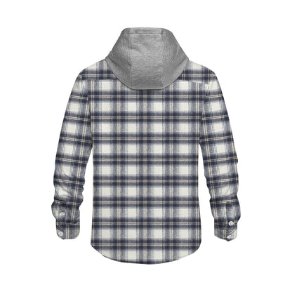 XK-40-43 Plaid Long Sleeve Hooded Shirt