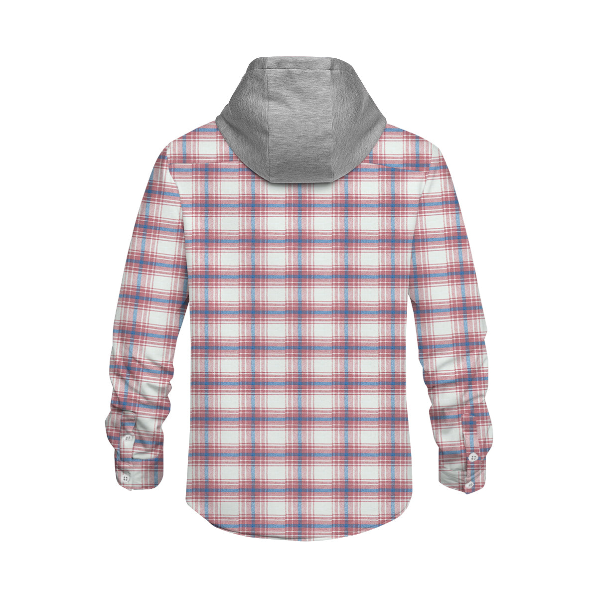 Pink Plaid Long Sleeve Hooded Shirt