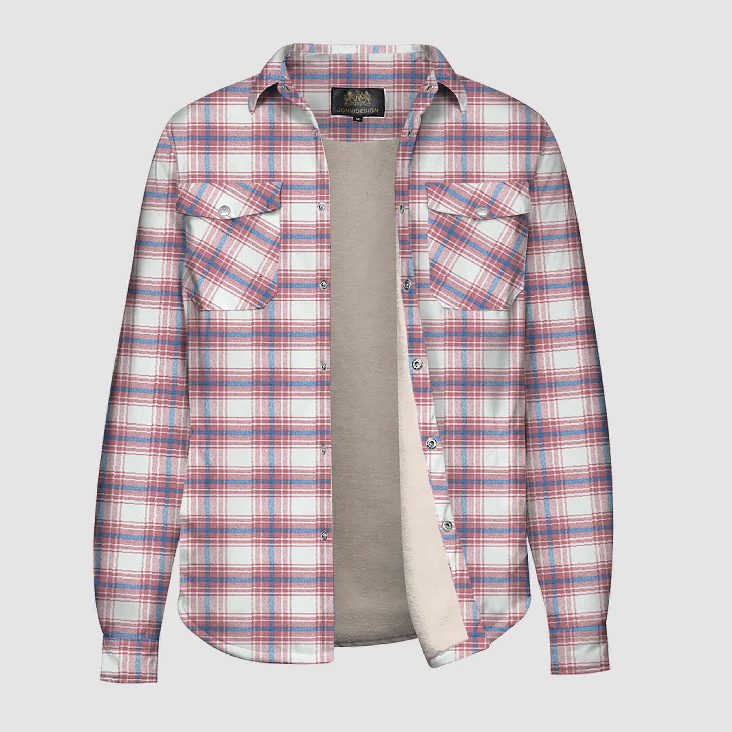 Plaid Button Flannel Jacket XK-40-52-pink