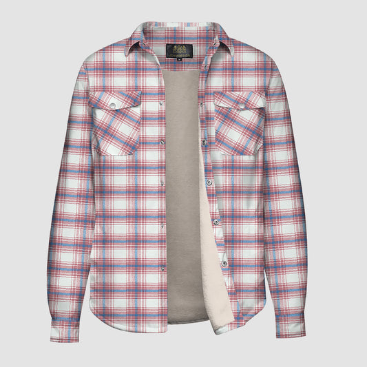 Plaid Button Flannel Jacket XK-40-52-pink