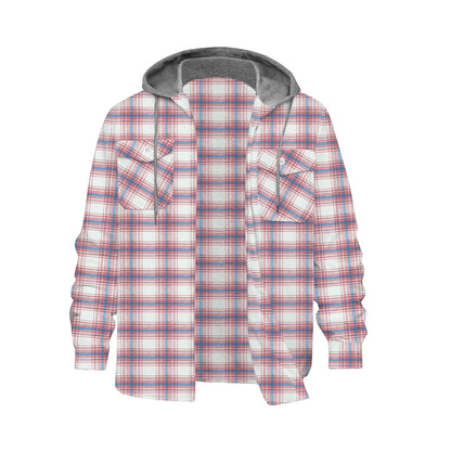 Pink Plaid Long Sleeve Hooded Shirt