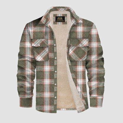 Flannel Plaid Button-Down Long Sleeve Shirt Jacket