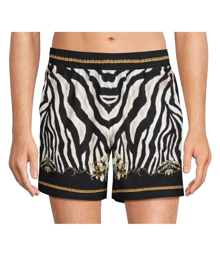 Wild Zebra Pattern Elastic Waistband Casual Shorts