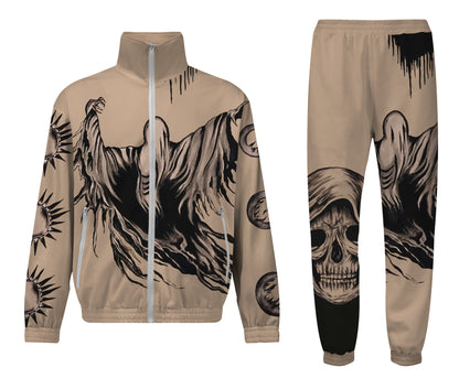 Hooded Skull Print Elastic Waist Sports Sweatshirt Pants