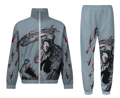 Chainsaw Man Anime Print Zip Up Track Suit Top