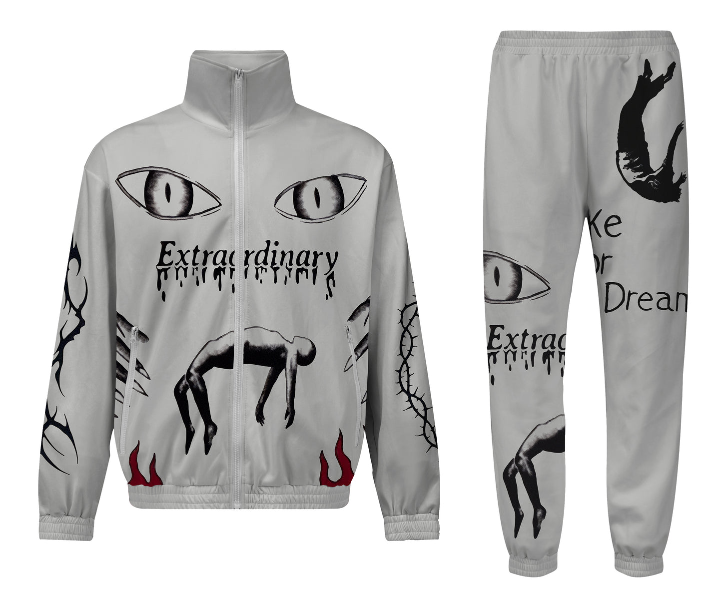 Reality And Dream Print Zip Up Track Suit Top