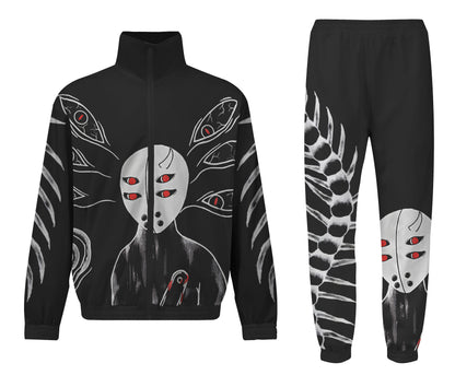 Anime Figure&Eye Graphic Print Zip Up Track Suit Top